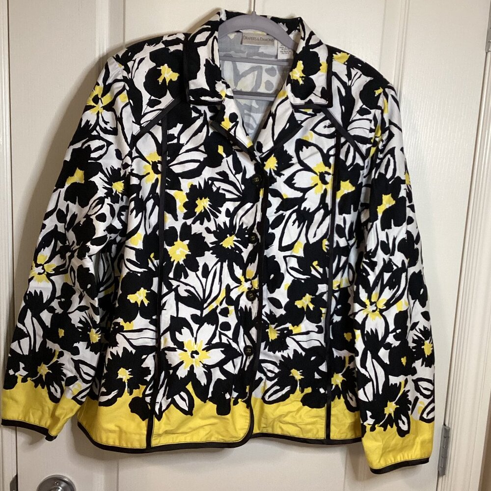 Draper's & Damon's Women's Stretch Floral Jacket Size 1X Bold Colored Blazer